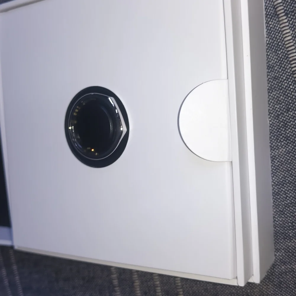 White Box with Black Circular Detail